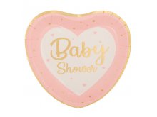 Lėkštutės "Baby shower", rožinės (8vnt./23x21cm)